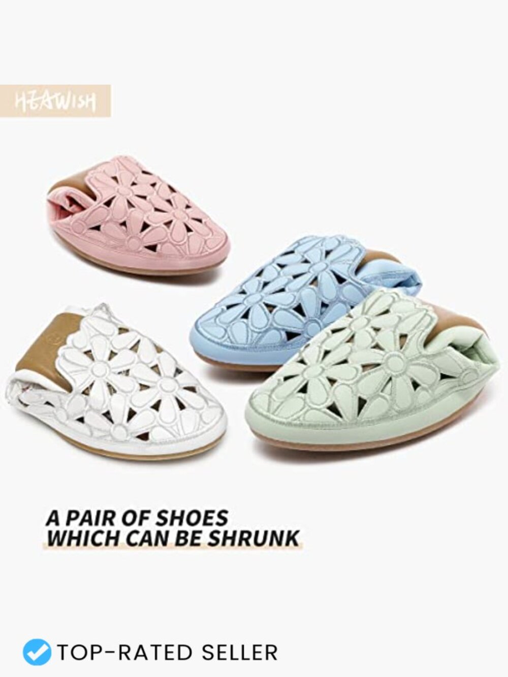 Ballet Flats Slip On Floral PU Leather Round Toe Dress Shoes Foldable Travel - Picture 4 of 7